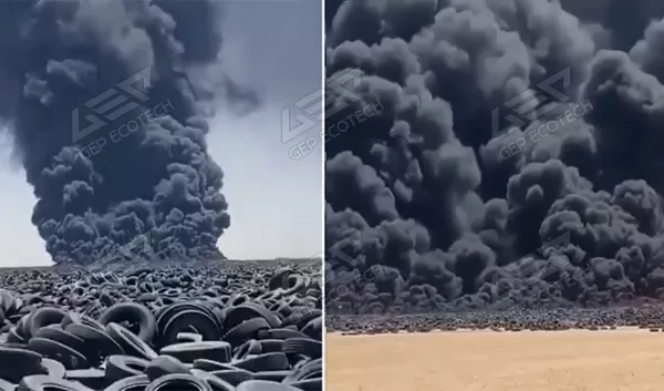 waste tire dump on fire