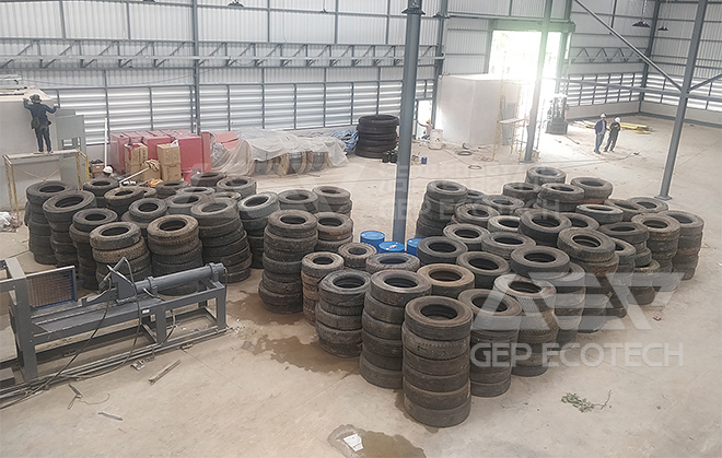 Tire Shredded into Rubber Chips