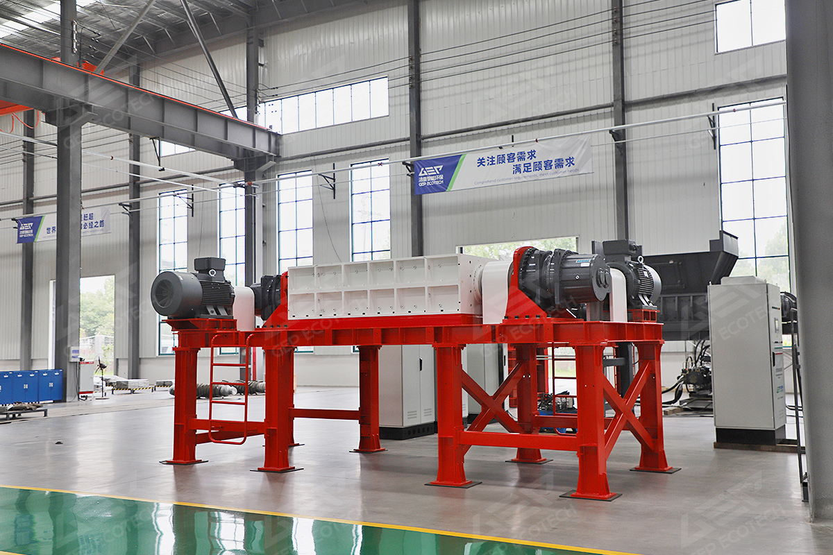 plastic recycling double shaft shredder