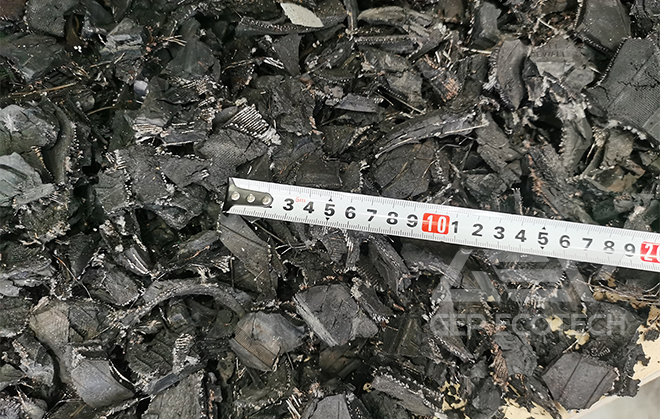 Tire Shredded into Rubber Chips