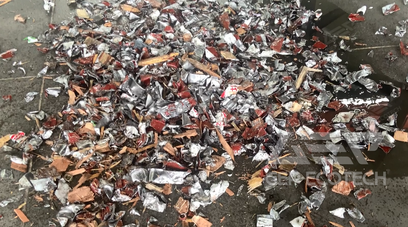 Discharge Size of Hazardous Waste Barrels Crushed By GEP's Four-Shaft Shredder