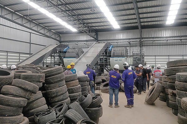 What equipment in the waste tire disposal production line
