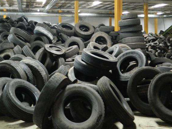 Waste tire recycling and disposal system makes waste tire 