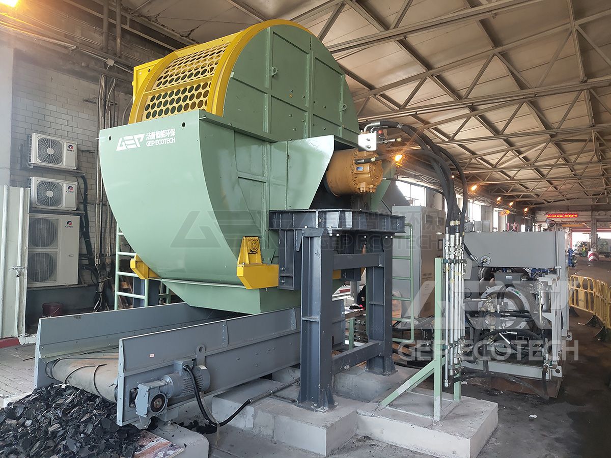 GDT Tire Shredder with an Annular Drum Screen