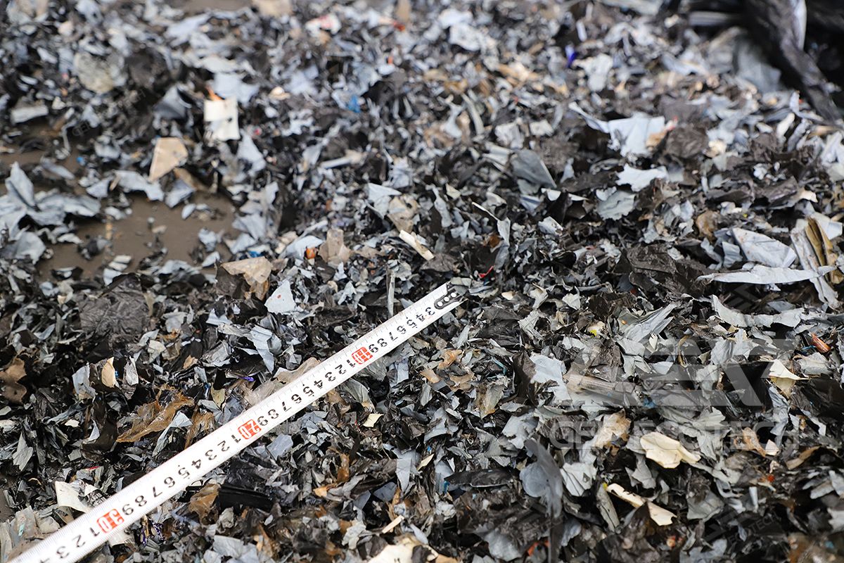 Shredded Black Bin Bag Waste Shredded Black Bin Bag Waste
