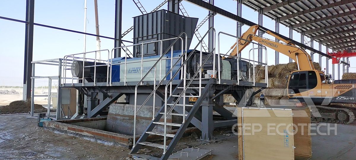 double-shaft biomass shredder