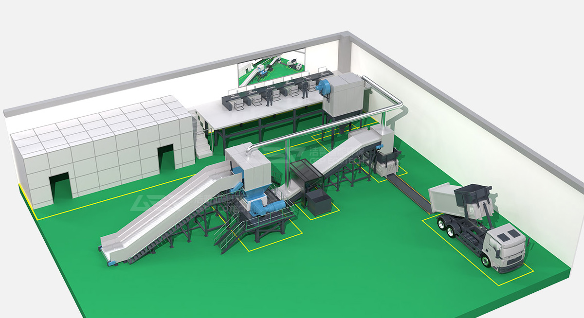 Shredding process of bulky waste