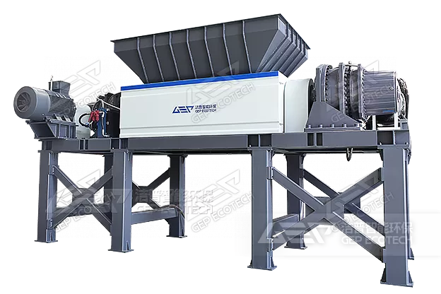 Double-shaft industrial waste shredder