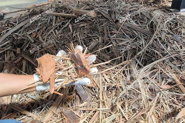 Palm Fibre and Wood Discharge from Double Shaft Shredder